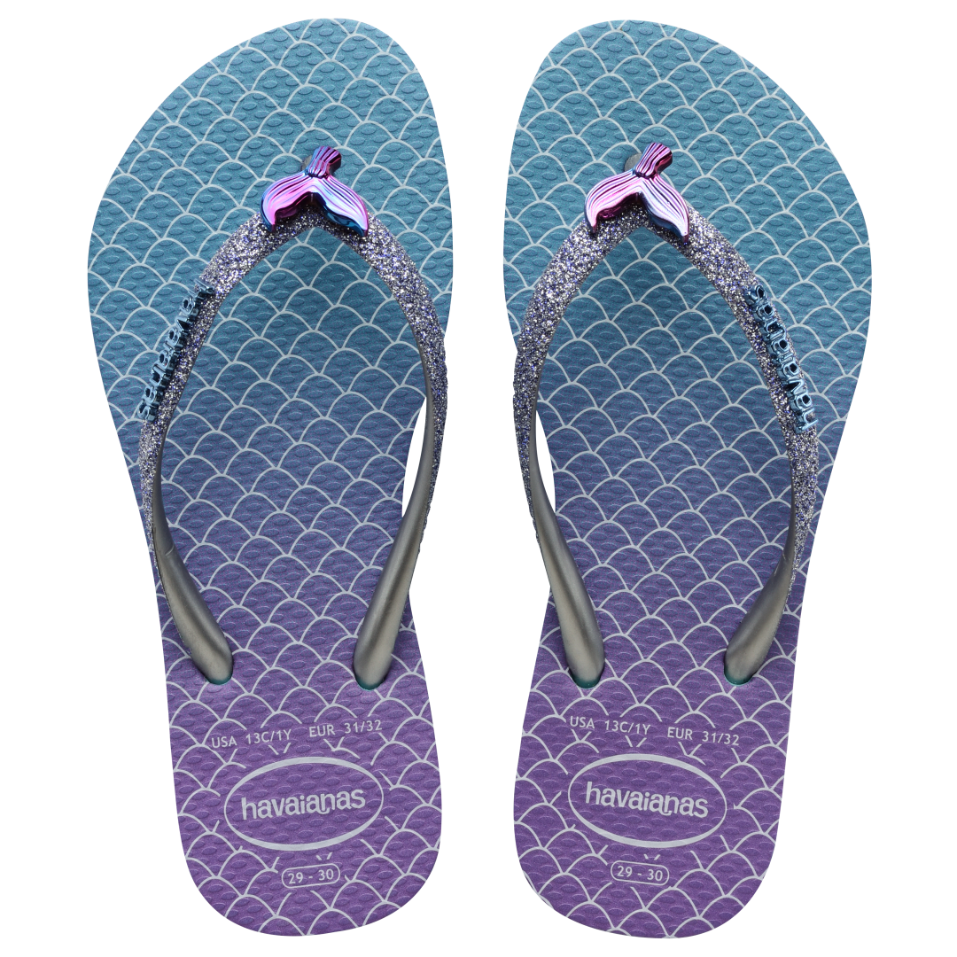 Kids' Slim Glitter Flip Flops Blue Havaianas