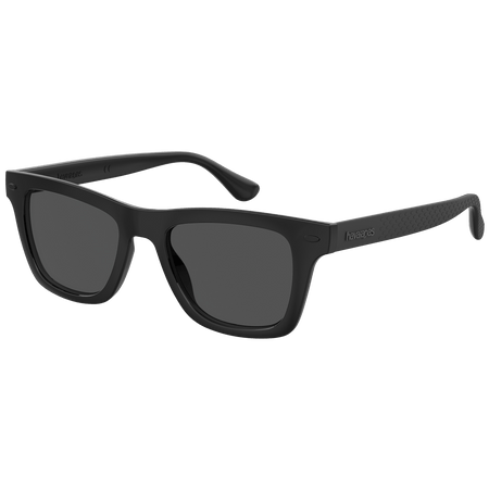 Men's black sunglasses, front-left view
