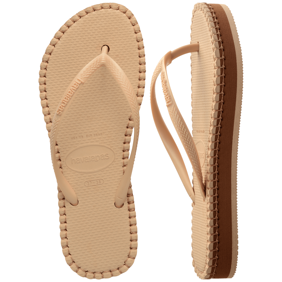 Women's Slim Flatform Loop Flip Flops Golden/Golden Havaianas