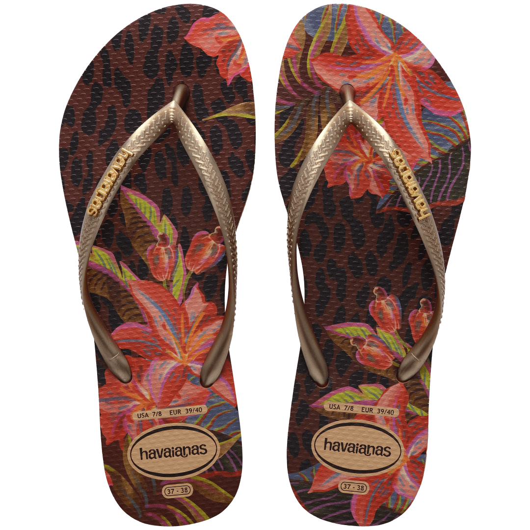 Slim Animal Floral Fusion Flip Flops Rust | Havaianas