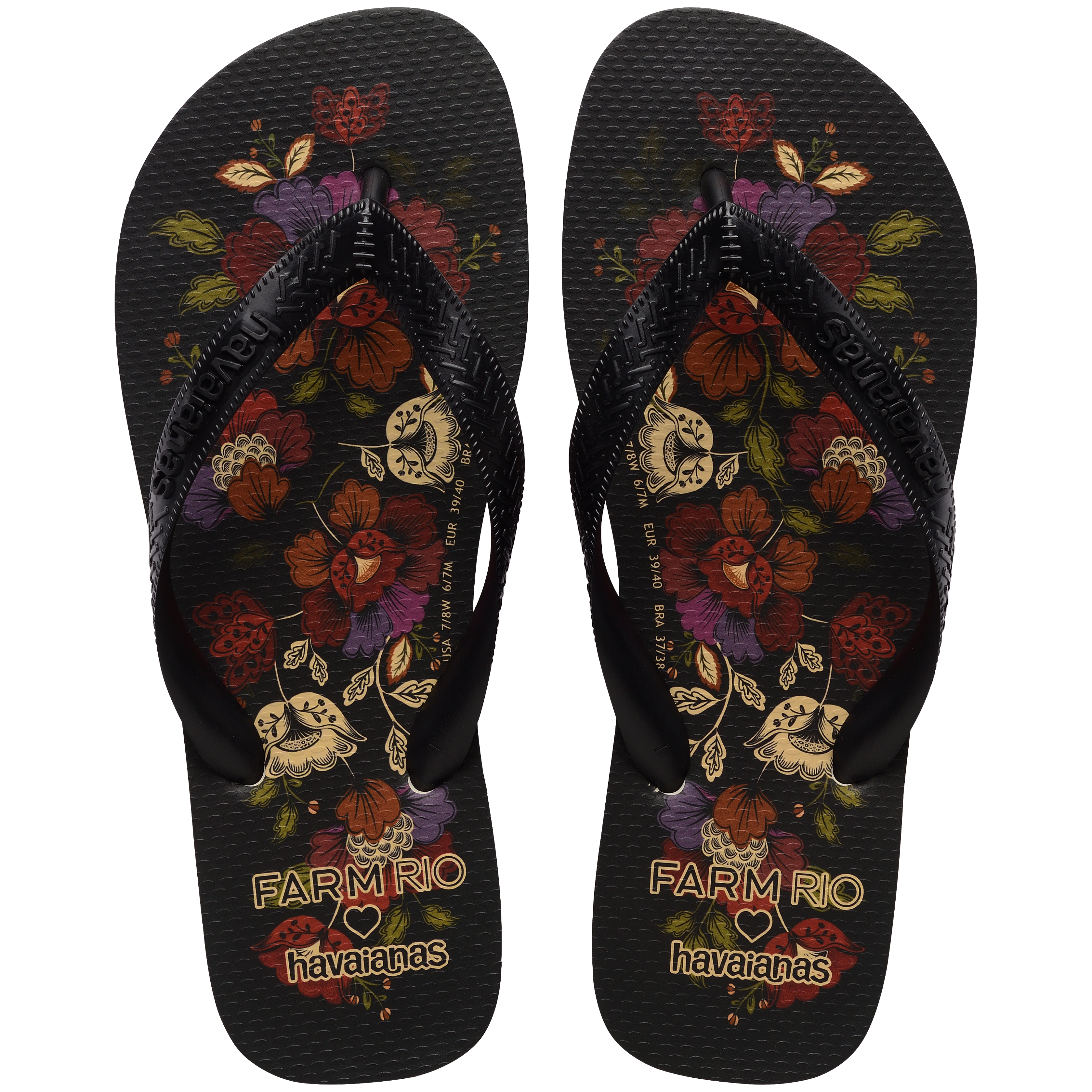 Women's FARM Rio Flor de Fita Flip Flops Black | Havaianas