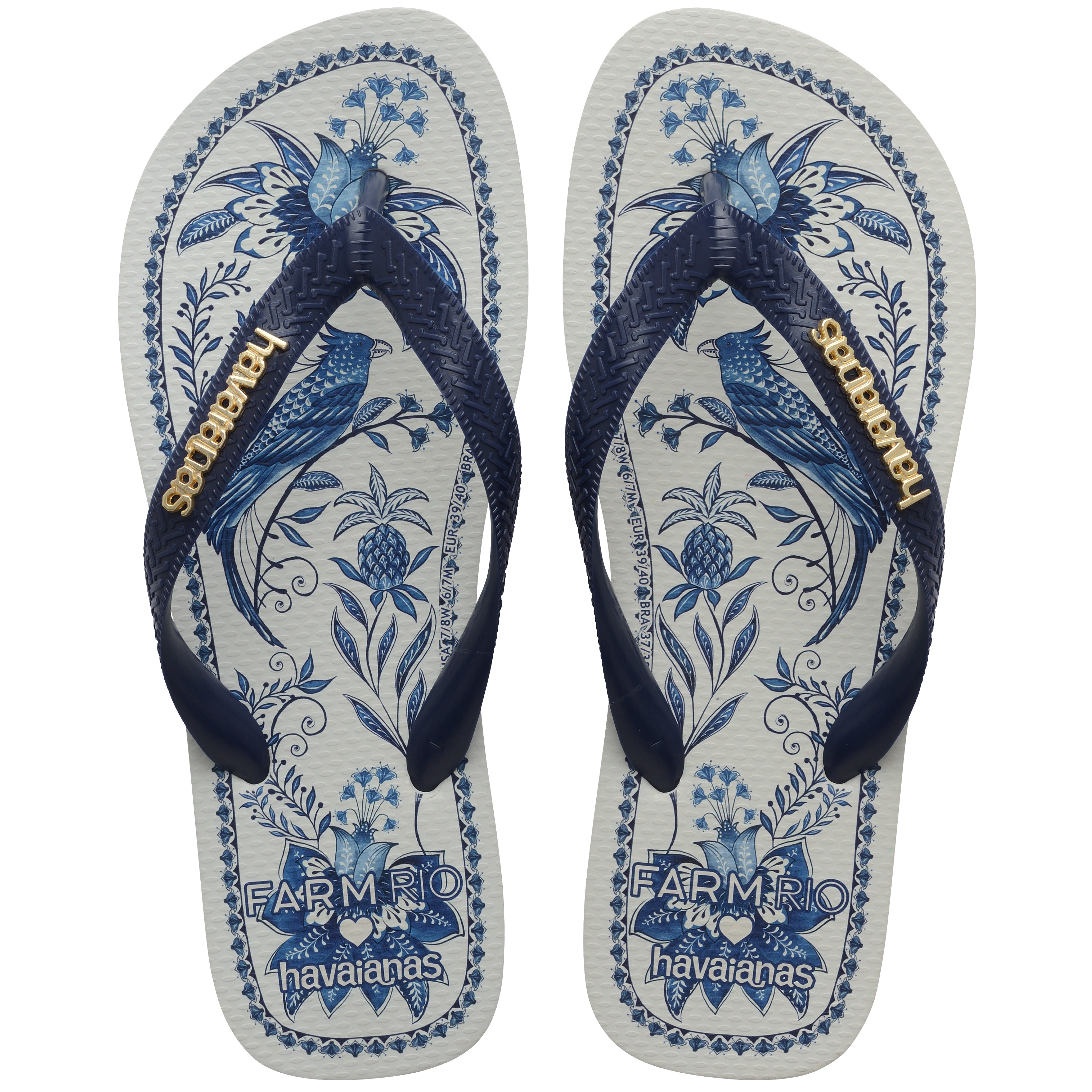 Women's FARM Rio Nina Flip Flops Navy Blue | Havaianas