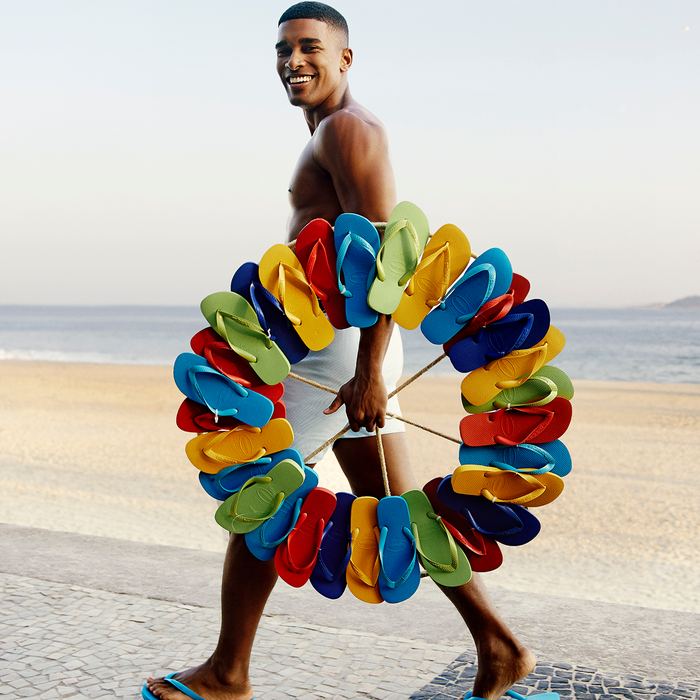 men's brazil logo flip flops