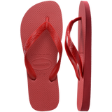 Top and side view of pair of red Havaianas Top Flip Flops 