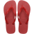 Pair of red Havaianas flip flops on a transparent background