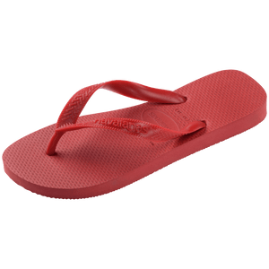 Single, left side, red flip flop on a transparent background