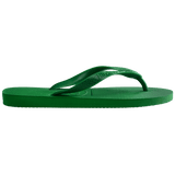 green flip flops with green straps, side view