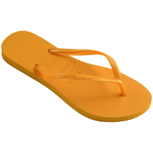 Women's bright canary yellow flip flop 3/4 view