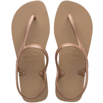 Sand colored sandal top view