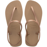 Sand colored sandal top view