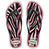 Pair of Havaianas flip flops with pink and black zebra pattern on a white background