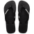 Men's black flip flops with white stripe contrast sole top view