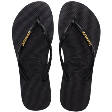 Women's Slim Logo Metallic Flip Flops