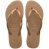 Pair of brown flip flops with Havaianas branding on a transparent background