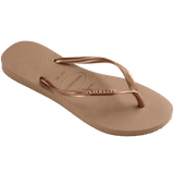 Single, right, brown flip flop with Havaianas branding on a transparent background