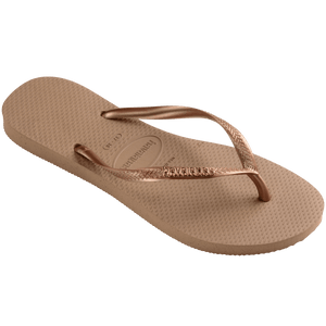 Single, right, brown flip flop with Havaianas branding on a transparent background