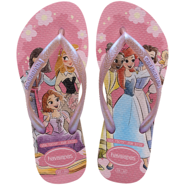 Pink Disney princess flip flop top view