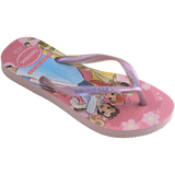 Pink Disney princess kids' flip flop 3/4 view