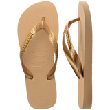 Women's Top Logo Metallic Flip Flops