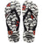 Pair of Havaianas Star Wars flip-flops featuring black straps and a black-and-white graphic footbed patterned with Stormtrooper helmets and Darth Vader illustrations. Red Imperial symbols and Star Wars branding add contrast to the design. The sandals have a lightweight white sole and textured straps with Havaianas branding.