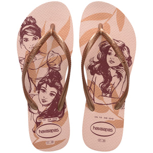 Pair of Havaianas flip flops with Disney illustrations on a white background