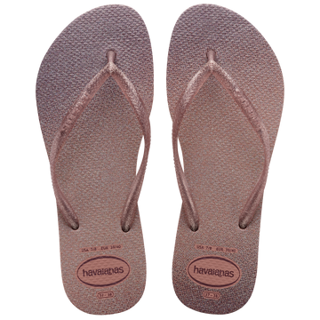 women's ombre pink metallic flip flop top view