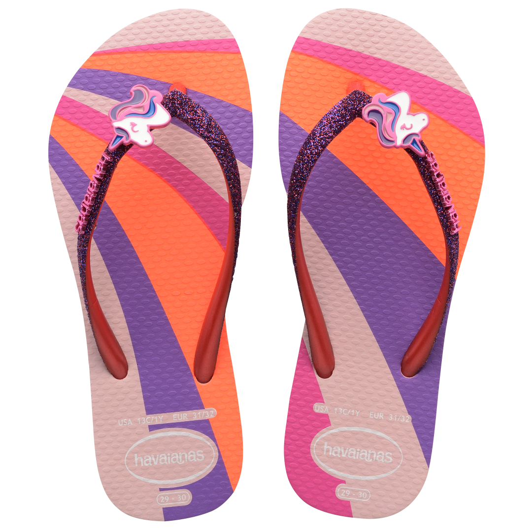 Kids' Slim Glitter Flip Flops Candy Pink Havaianas