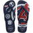 Pair of Havaianas flip flops with Marvel branding on a white background
