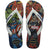 Pair of Marvel themed flip flops with superhero designs on a white background