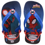Baby Marvel's Spiderman flip flops with back strap top view