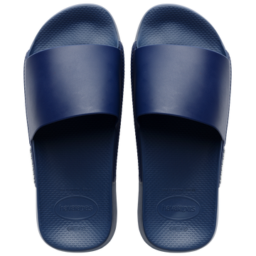 women's navy slide top view