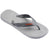 Single, right, grey flip flop with orange Havaianas logo on a white background
