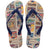 Pair of Havaianas flip flops with colorful graphic design on a white background