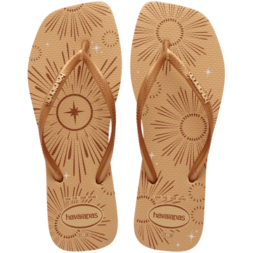 Women's Slim Square Metallic Flip Flops