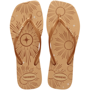 Women's Slim Square Metallic Flip Flops