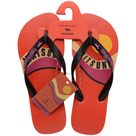 Maison Kitsune Wave Top Flip Flops Blood Orange | Havaianas Maison Kitsune Wave Top Flip Flops Blood Orange | Havaianas