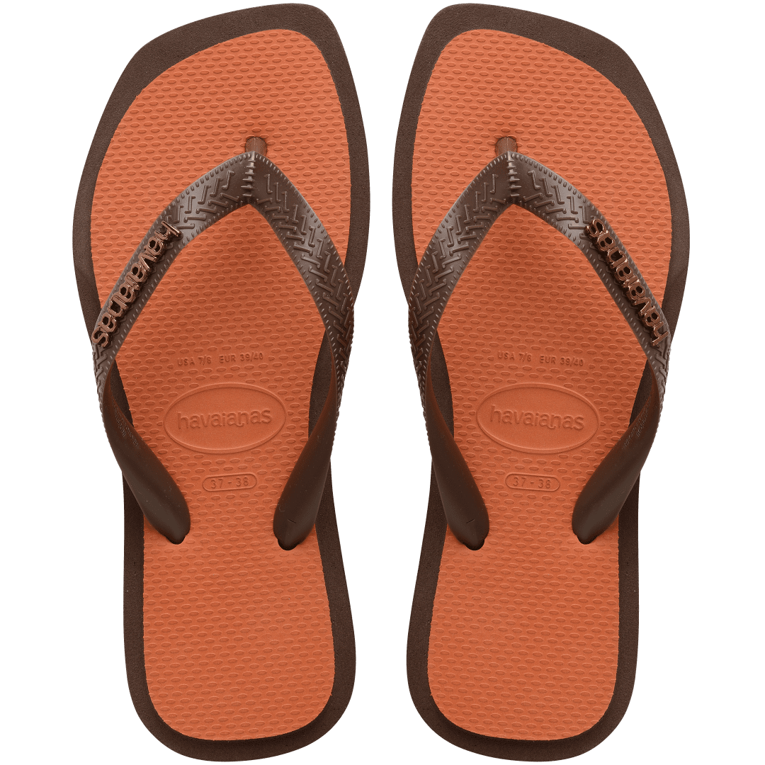Women's Top Square Fusion Flip Flops Dark Brown | Havaianas