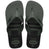 Pair of green, two tone Havaianas flip flops on a white background