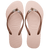 light pink flip flops with jewel, pearl, and mermaid charm on the strap, front facing